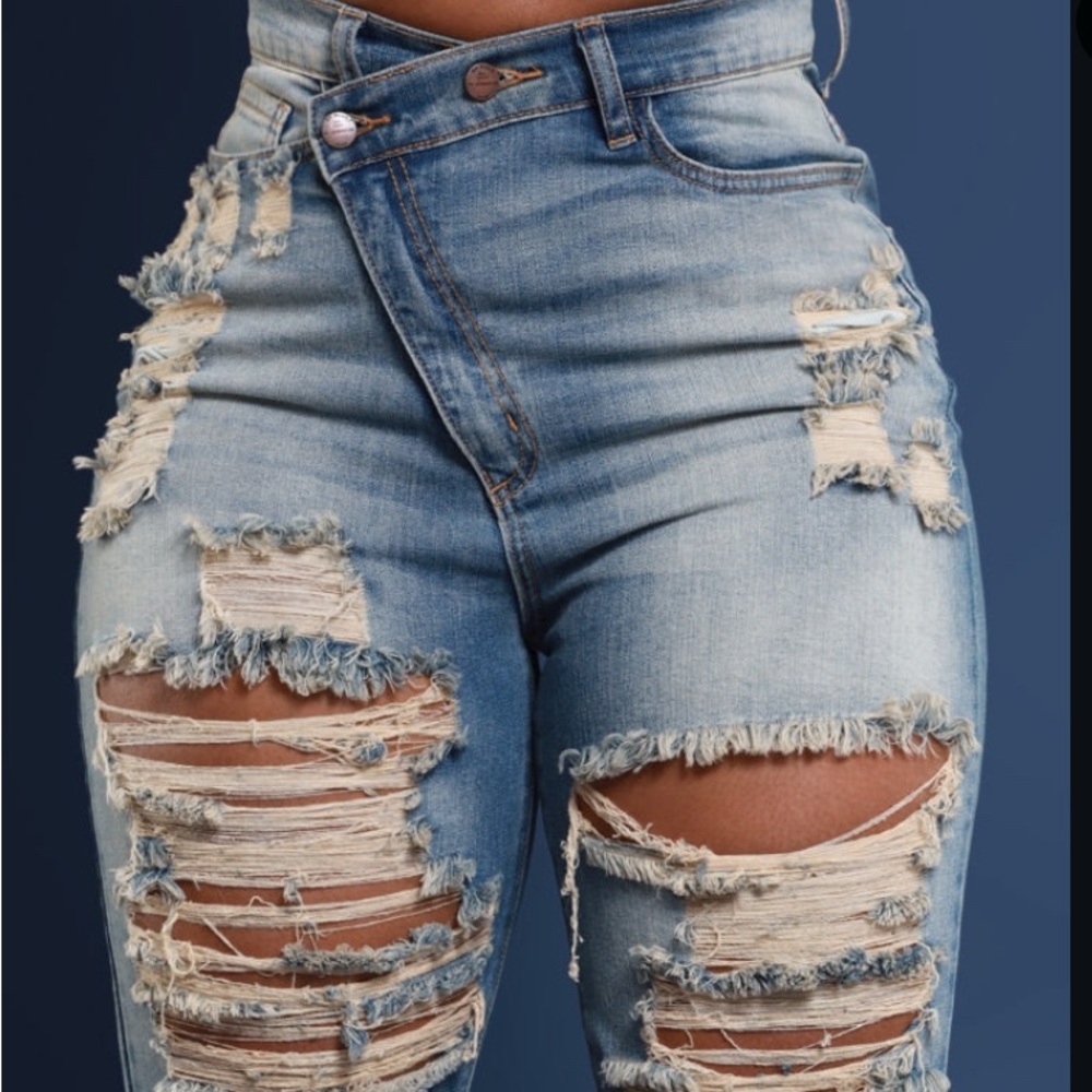 Limitless Asymmetrical Zip Straight Leg Jeans ~ in Medium Wash Vintage and Camo
